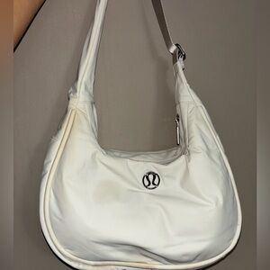 lululemon athletica White Crescent Shoulder Bag with Silver Logo
